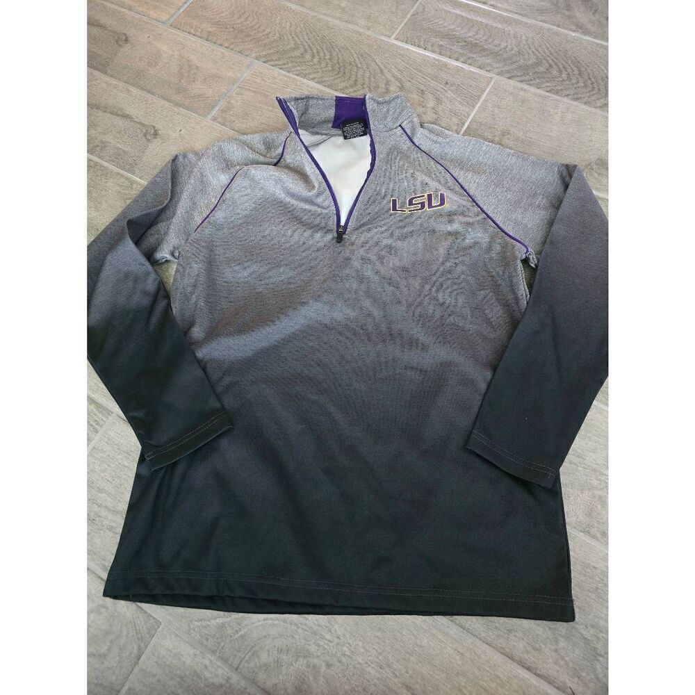 Men's LSU Tigers Quarter Zip Performance Fleece Pullover Long Sleeve Top Size Me